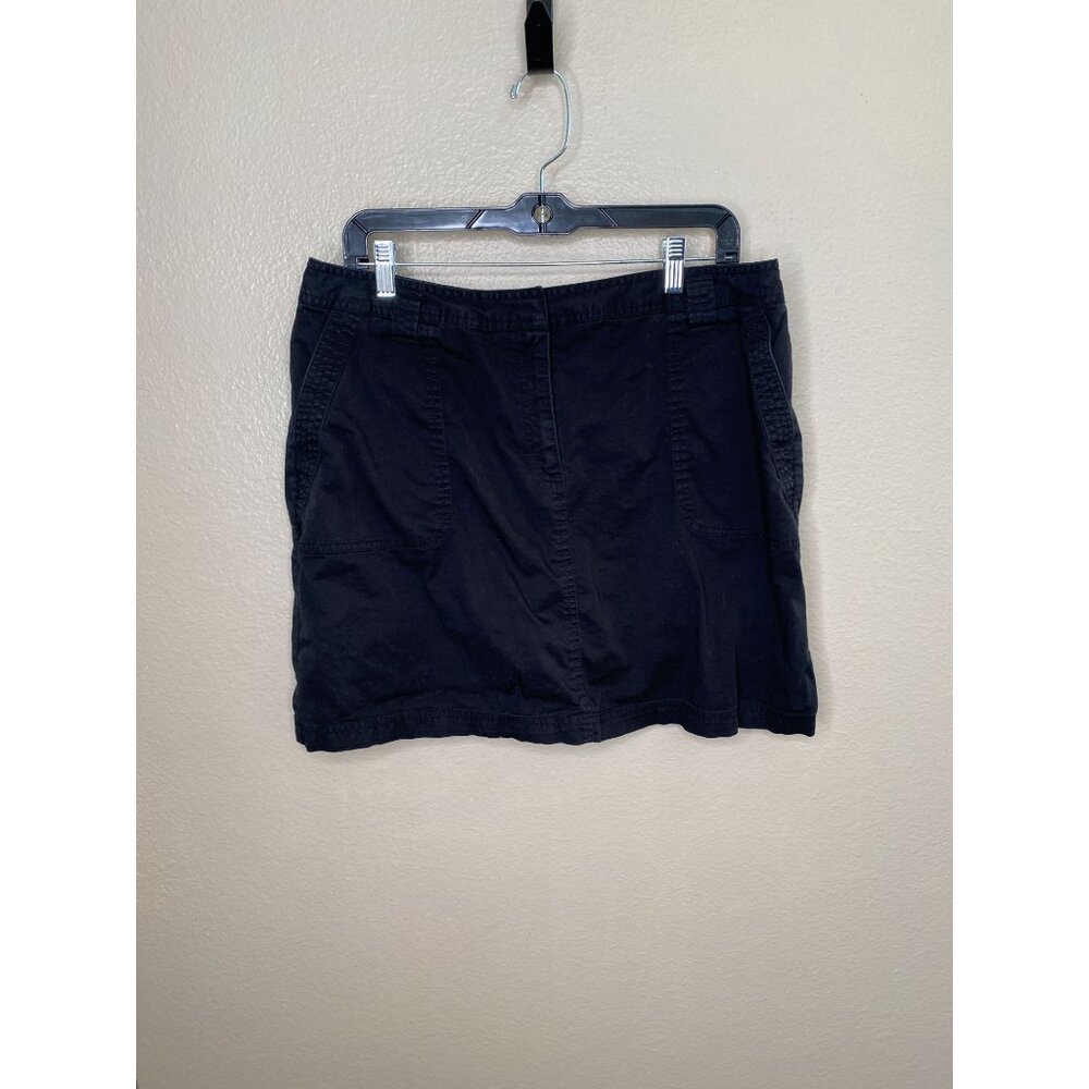 Josephine Chaus Womens Black Cotton Blend‎ Skirt 14 Semi-Elastic Waist Pockets